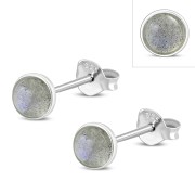 Labradorite Stone Round Sterling Silver Stud Earrings, e440st
